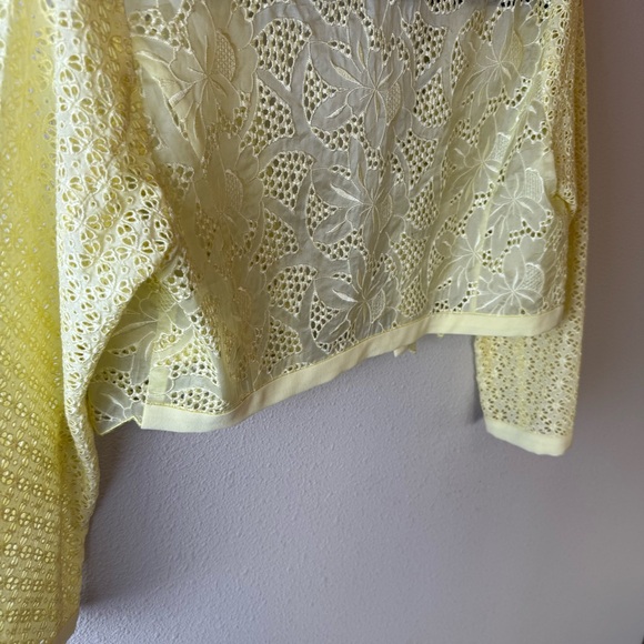 PINKO Yellow Macrame Lace Jacket Cardigan Open Front Cropped Boho Women’s Small - Picture 10 of 10